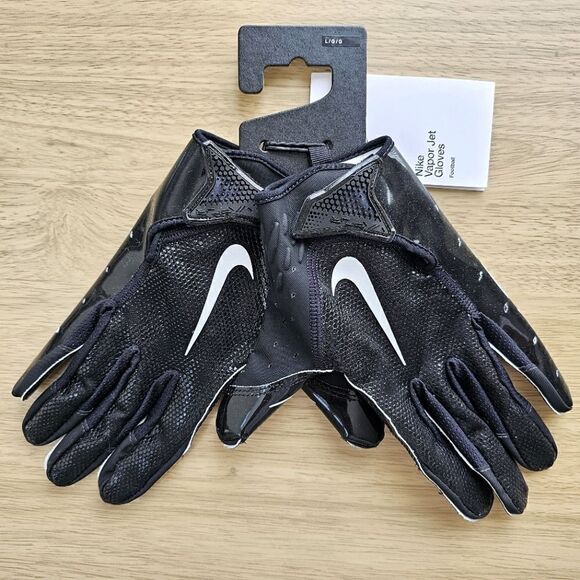 Nike Vapor Jet Football Gloves Size S Black White Receiver Texturized Rubber New - Picture 1 of 15